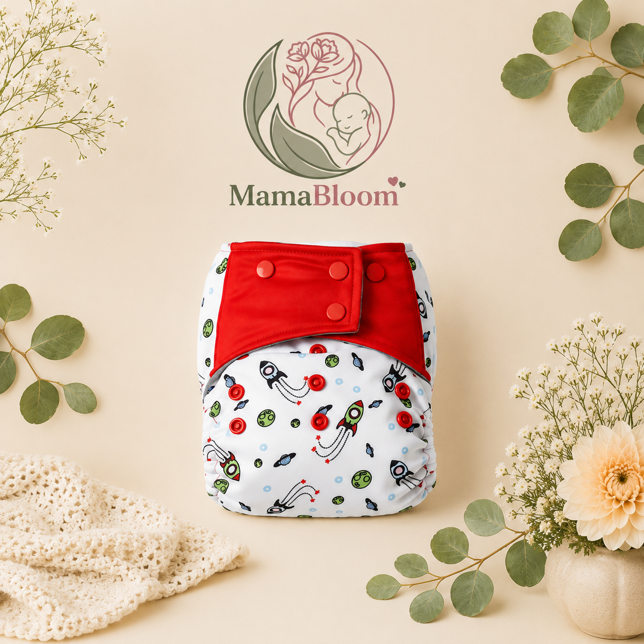 MamaBloom™ (3-Pack) Adjustable Nappies with Inserts, 3–15kg