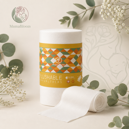 MamaBloom™ PureFlush Uncented Bamboo Liners (100 sheets per roll)