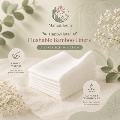 MamaBloom™ PureFlush Uncented Bamboo Liners (100 sheets per roll)